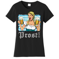 Oktoberfest Beer German Girl Bavarian Flag Drinking Prost Women's T-Shirt