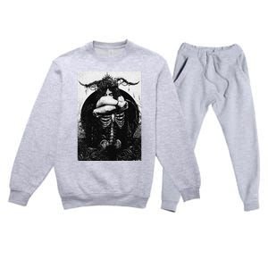 Occult Gothic Black Metal Dark Aesthetic Goth Premium Crewneck Sweatsuit Set