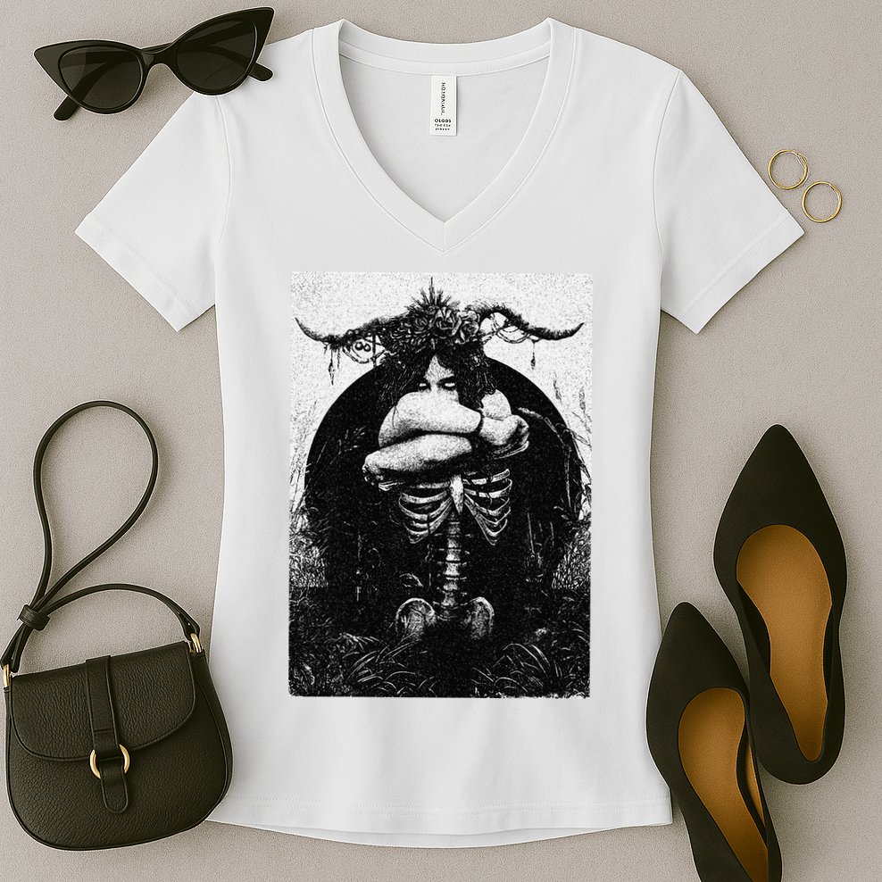 Occult Gothic Black Metal Dark Aesthetic Goth Women's V-Neck T-Shirt