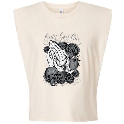 Only God Can Judge Me Chicano Graphic Art Garment-Dyed Women's Muscle Tee