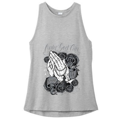 Only God Can Judge Me Chicano Graphic Art Ladies PosiCharge Tri-Blend Wicking Tank