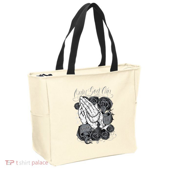 Only God Can Judge Me Chicano Graphic Art Zip Tote Bag