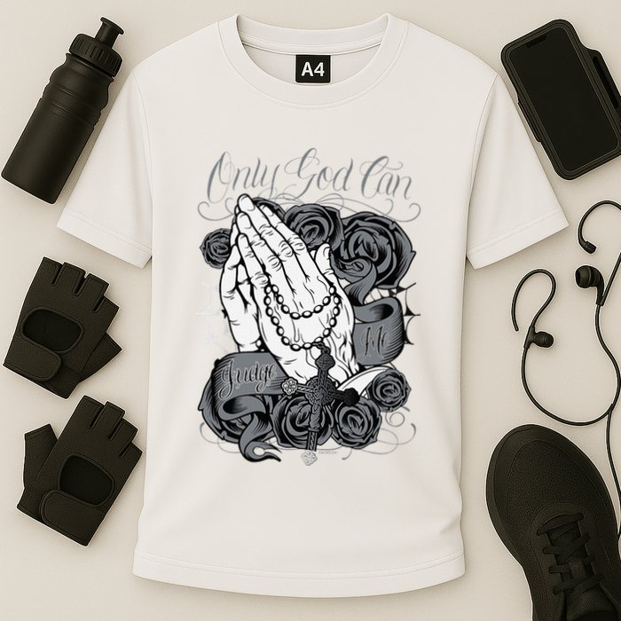 Only God Can Judge Me Chicano Low Rider Graphic Art Performance Shirt