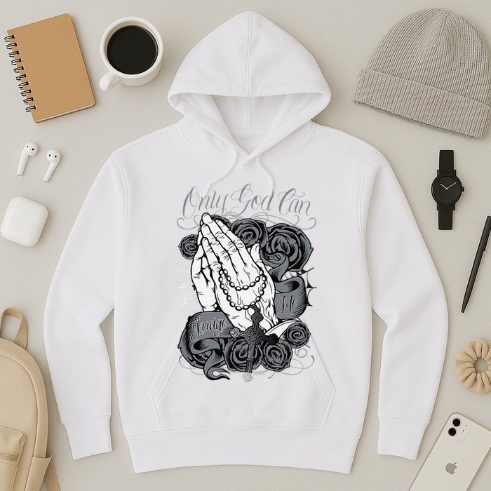 Only God Can Judge Me Chicano Graphic Art Hoodie