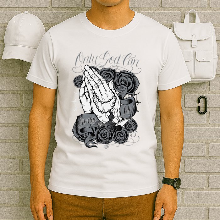 Only God Can Judge Me Chicano Graphic Art T-Shirt