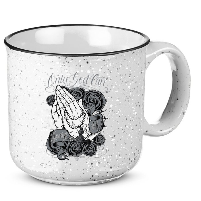 Only God Can Judge Me Chicano Graphic Art 15oz Campfire Ceramic Mug