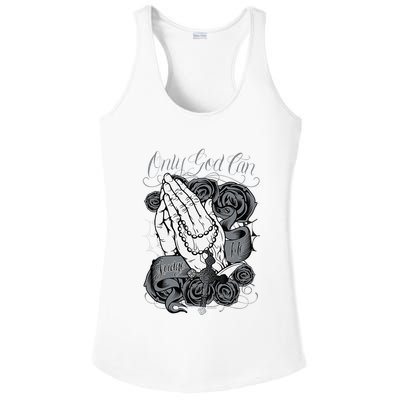 Only God Can Judge Me Chicano Graphic Art Ladies PosiCharge Competitor Racerback Tank