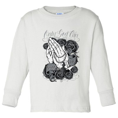 Only God Can Judge Me Chicano Graphic Art Toddler Long Sleeve Shirt