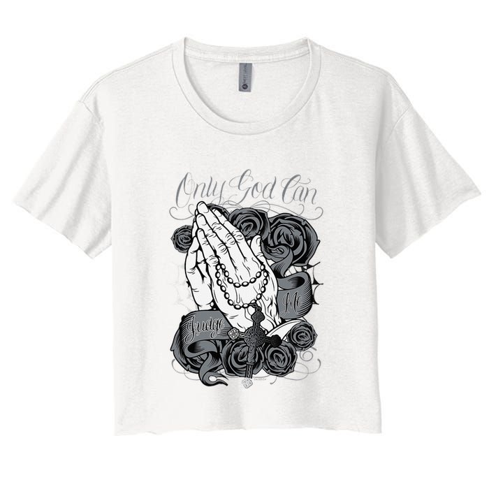 Only God Can Judge Me Chicano Graphic Art Crop Top