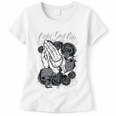 Only God Can Judge Me Chicano Low Rider Graphic Art Womens T-Shirt