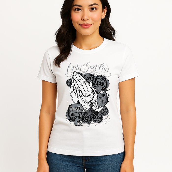 Only God Can Judge Me Chicano Graphic Art Womens T-Shirt