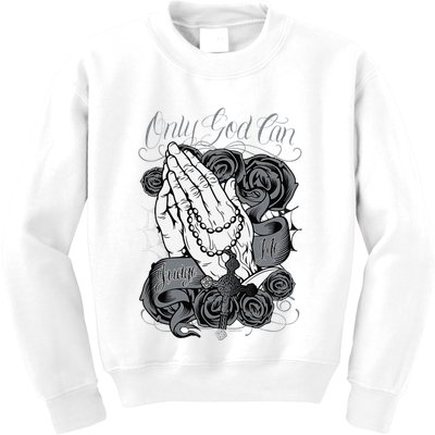 Only God Can Judge Me Chicano Graphic Art Kids Sweatshirt