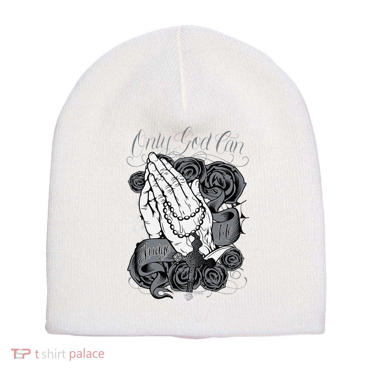 Only God Can Judge Me Chicano Low Rider Graphic Art Short Acrylic Beanie