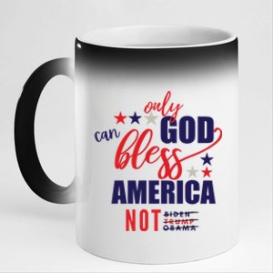 Only God Can Bless America Not Biden Trump Biden Gift 11oz Black Color Changing Mug