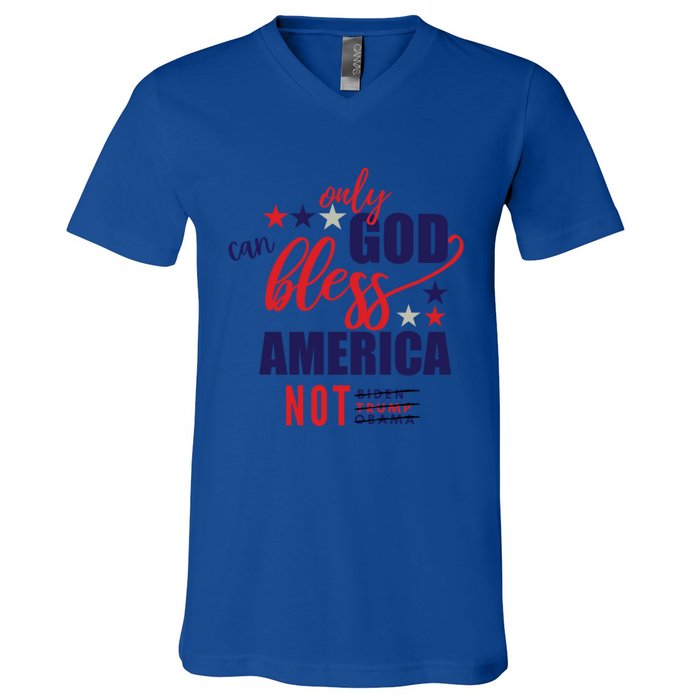 Only God Can Bless America Not Biden Trump Biden Gift V-Neck T-Shirt