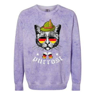 Oktoberfest German Cat Funny Purrost Women Cat Pun Colorblast Crewneck Sweatshirt