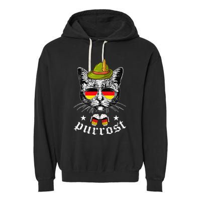 Oktoberfest German Cat Funny Purrost Women Cat Pun Garment-Dyed Fleece Hoodie