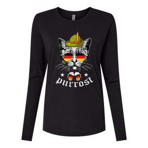 Oktoberfest German Cat Funny Purrost Women Cat Pun Womens Cotton Relaxed Long Sleeve T-Shirt