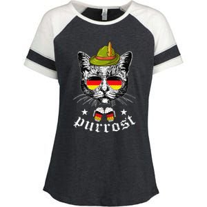 Oktoberfest German Cat Funny Purrost Women Cat Pun Enza Ladies Jersey Colorblock Tee