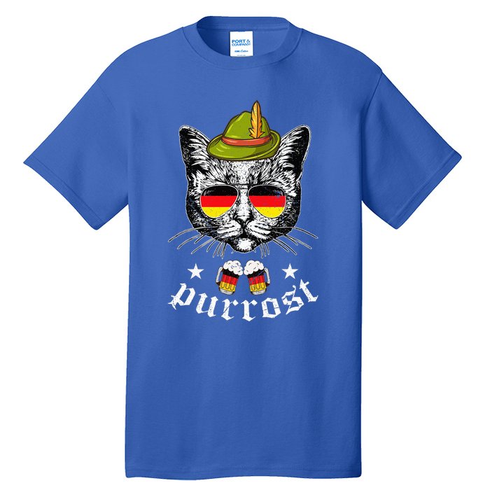 Oktoberfest German Cat Funny Purrost Women Cat Pun Tall T-Shirt