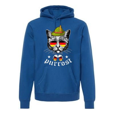 Oktoberfest German Cat Funny Purrost Women Cat Pun Premium Hoodie