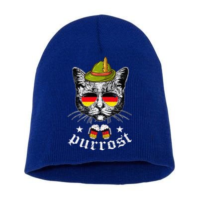 Oktoberfest German Cat Funny Purrost Women Cat Pun Short Acrylic Beanie