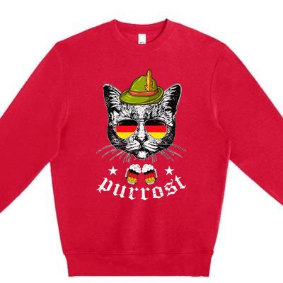 Oktoberfest German Cat Funny Purrost Women Cat Pun Premium Crewneck Sweatshirt