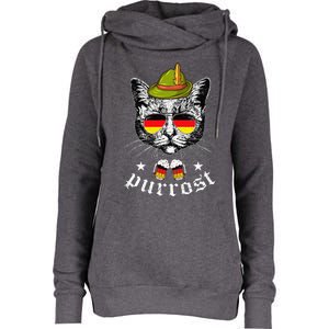 Oktoberfest German Cat Funny Purrost Women Cat Pun Womens Funnel Neck Pullover Hood