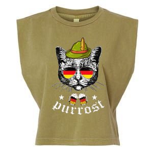 Oktoberfest German Cat Funny Purrost Women Cat Pun Garment-Dyed Women's Muscle Tee