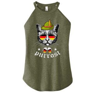 Oktoberfest German Cat Funny Purrost Women Cat Pun Women's Perfect Tri Rocker Tank