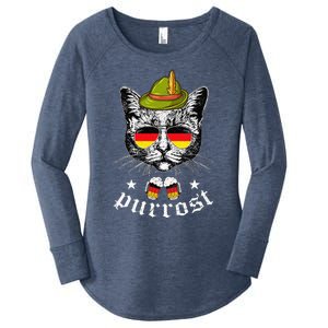 Oktoberfest German Cat Funny Purrost Women Cat Pun Women's Perfect Tri Tunic Long Sleeve Shirt