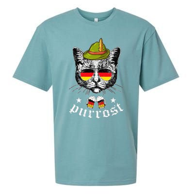 Oktoberfest German Cat Funny Purrost Women Cat Pun Sueded Cloud Jersey T-Shirt