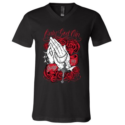 Only God Can Judge Me Red V-Neck T-Shirt