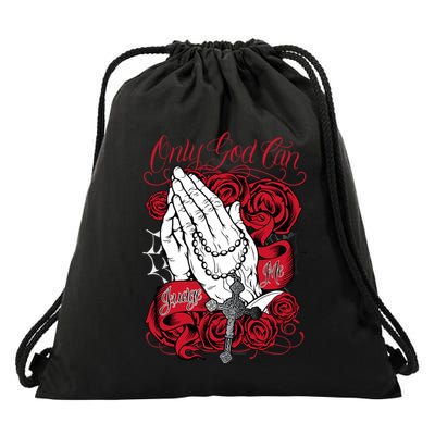 Only God Can Judge Me Red Drawstring Bag