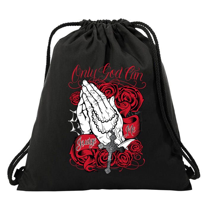 Only God Can Judge Me Red Drawstring Bag