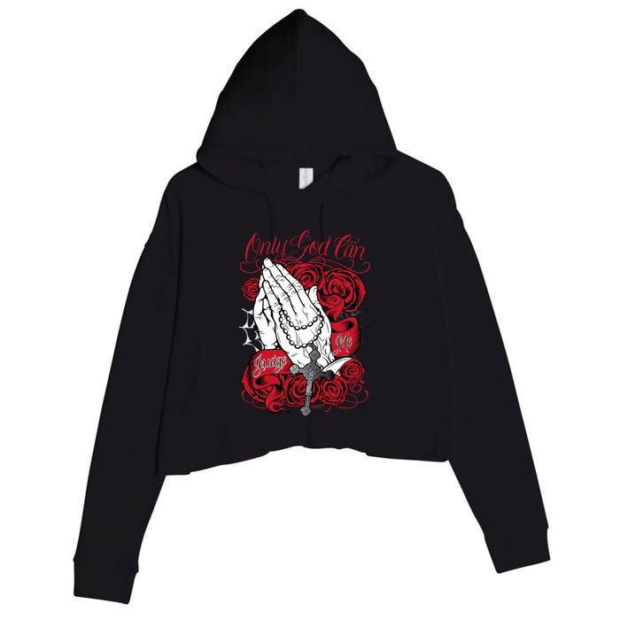 Only God Can Judge Me Red Crop Fleece Hoodie