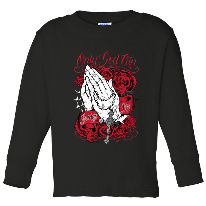 Only God Can Judge Me Red Toddler Long Sleeve Shirt