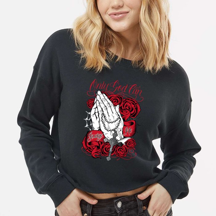 Only God Can Judge Me Red Cropped Pullover Crew