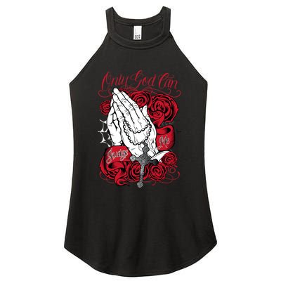 Only God Can Judge Me Red Women's Perfect Tri Rocker Tank