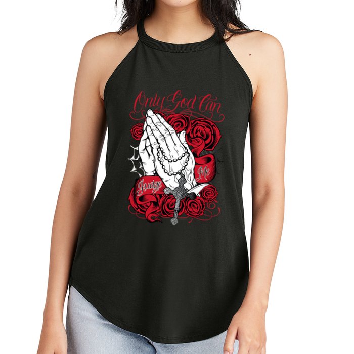 Only God Can Judge Me Red Women's Perfect Tri Rocker Tank
