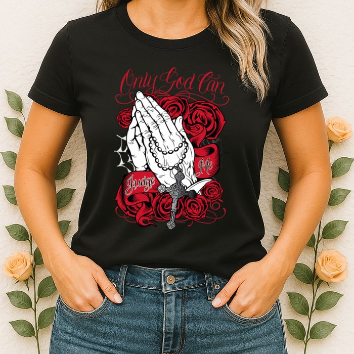 Only God Can Judge Me Red Womens T-Shirt