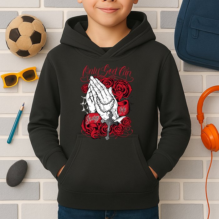 Only God Can Judge Me Red Kids Hoodie