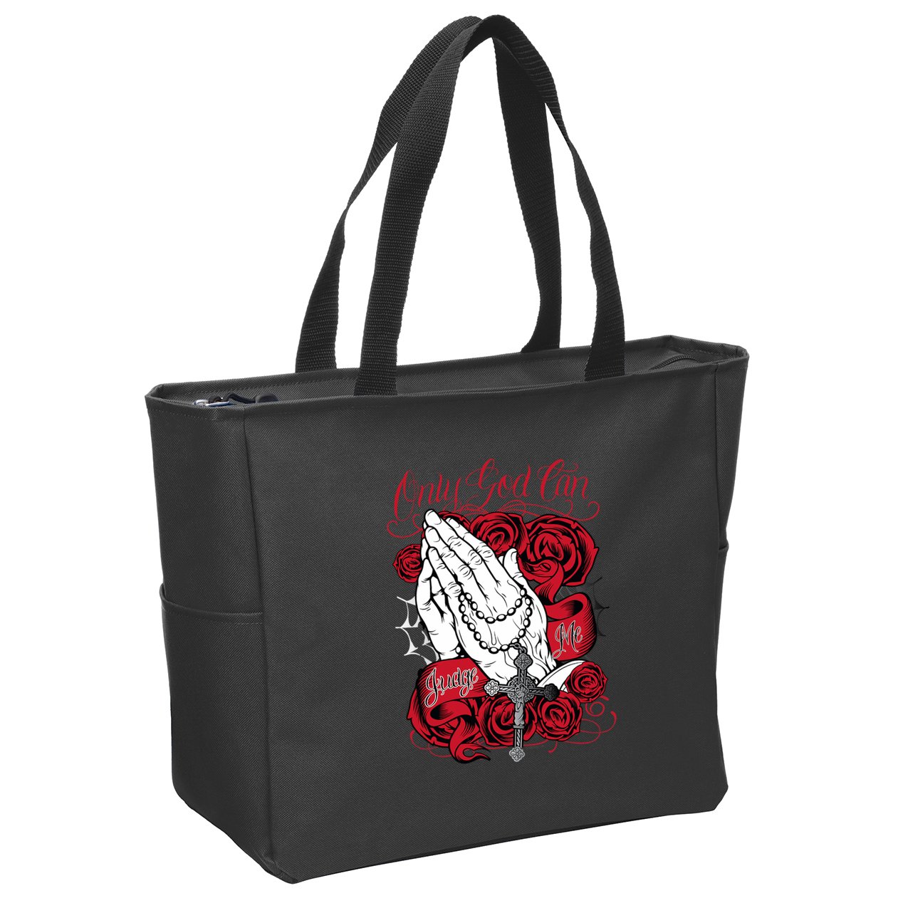 Only God Can Judge Me Red Zip Tote Bag