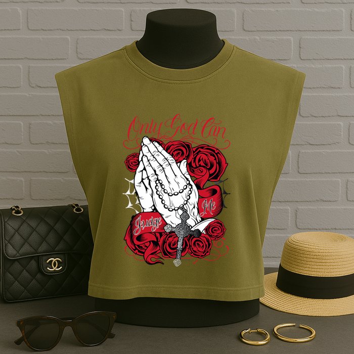 Only God Can Judge Me Red Garment-Dyed Women's Muscle Tee
