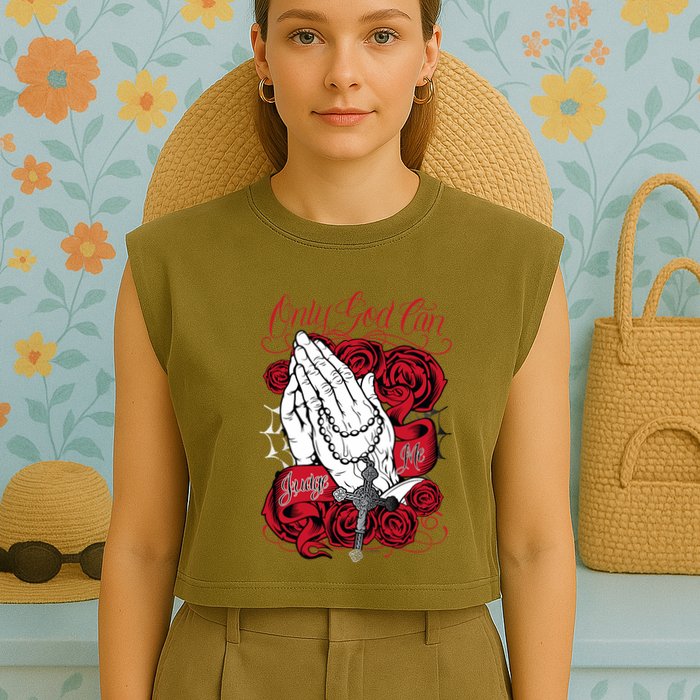 Only God Can Judge Me Red Garment-Dyed Women's Muscle Tee