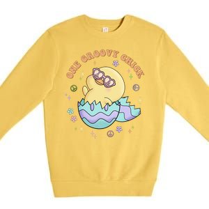 One Groovy Chick Funny Cute Baby Chicken Premium Crewneck Sweatshirt