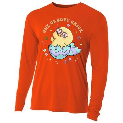 One Groovy Chick Funny Cute Baby Chicken Cooling Performance Long Sleeve Crew