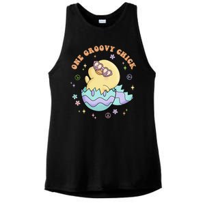 One Groovy Chick Funny Cute Baby Chicken Ladies PosiCharge Tri-Blend Wicking Tank