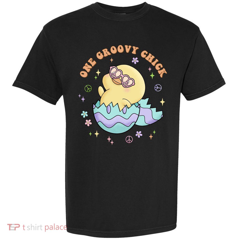 One Groovy Chick Funny Cute Baby Chicken Garment-Dyed Heavyweight T-Shirt