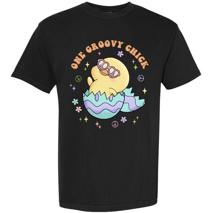 One Groovy Chick Funny Cute Baby Chicken Garment-Dyed Heavyweight T-Shirt